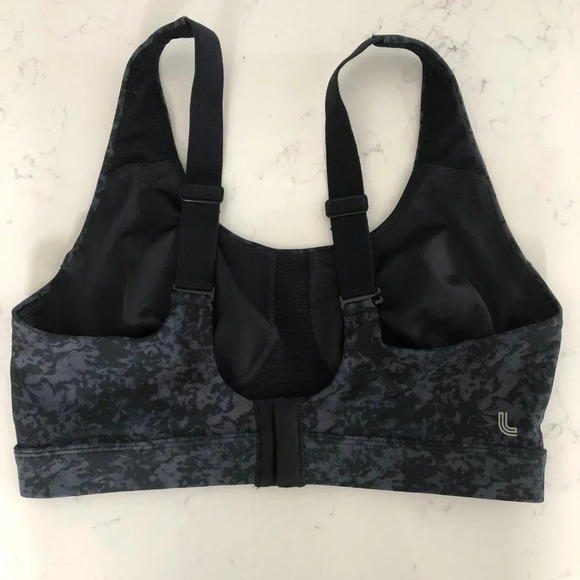 Lole Activewear Med/High Impact Moulded Cups Print Sports Bra Top Gray Blk Sz M - Picture 3 of 10
